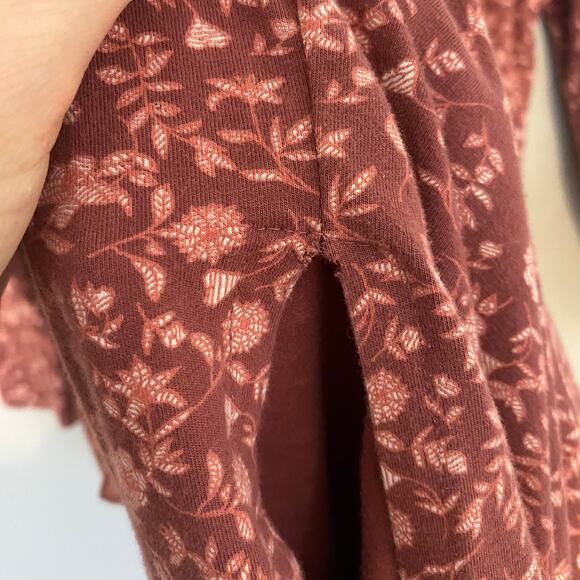 Pact Maternity Dress Womens Size Small Floral Organic Cotton Midi Fall Ruched - Picture 4 of 5